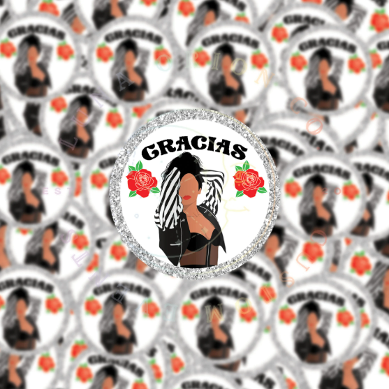 Selena (Black) Thank You Party Sticker Sheet Printable