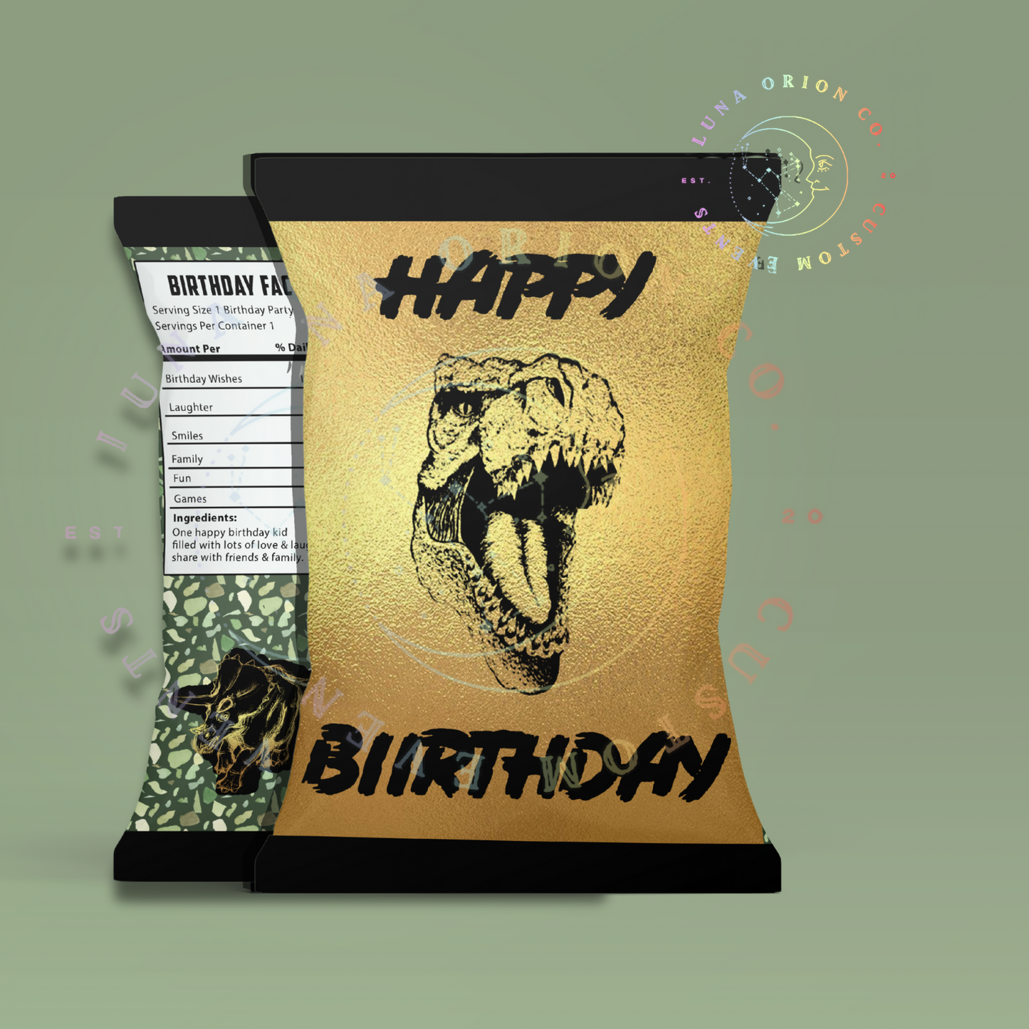 Gold Dinosaur Chip Bag Printable