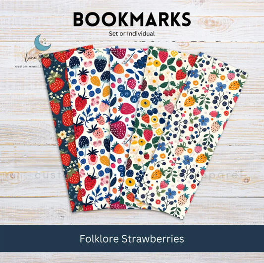 Folklore Strawberries Bookmark Set or Individual