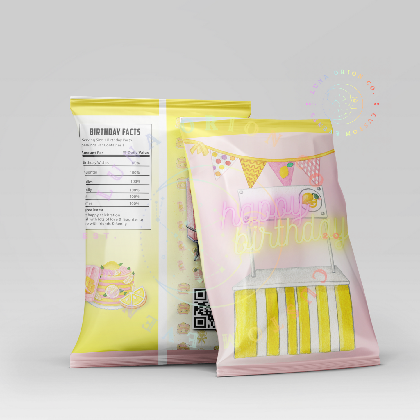 Lemonade Party Chip Bag Printable