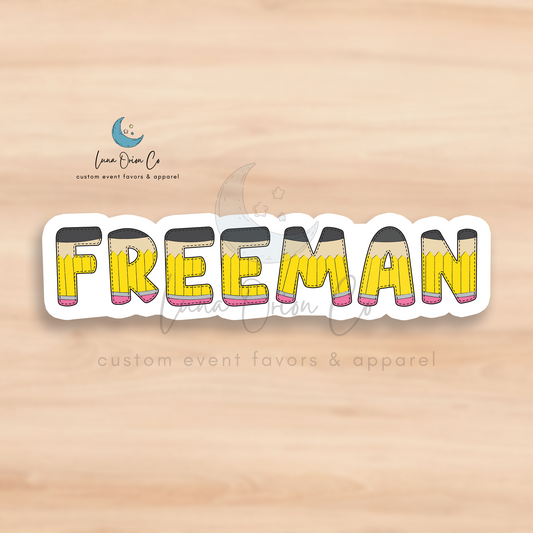 Pencil Letters Name Stickers - Custom Name Stickers