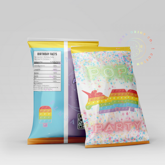 Pop It Party Chip Bag Printable