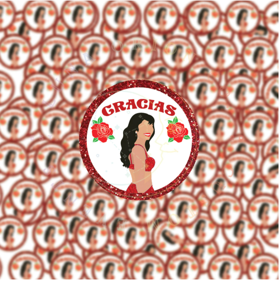 Selena (Red) Thank You Party Sticker Sheet Printable