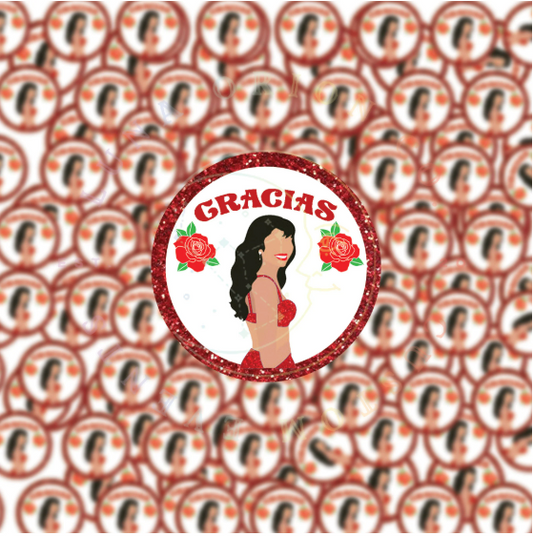 Selena (Red) Thank You Party Sticker Sheet Printable