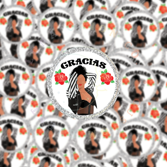 Selena (Black) Thank You Party Sticker Sheet Printable