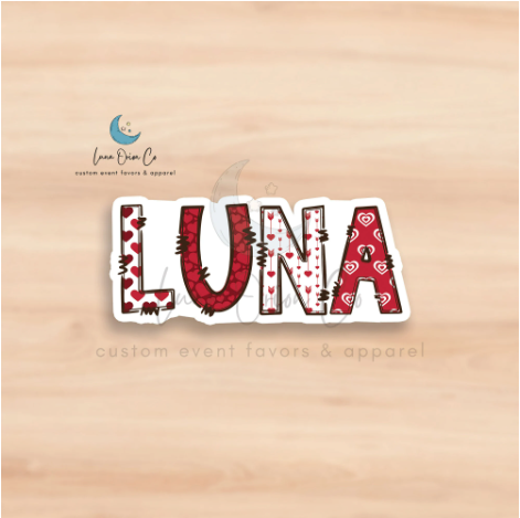 Valentine Letters Name Stickers - Custom Name Stickers