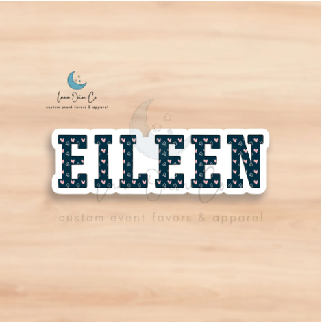 Valentine (Blue) Letters Name Stickers - Custom Name Stickers