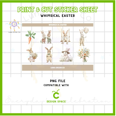 Sticker Sheet PNG 4x6 for Cricut "Whimsical Easter" – Perfect for DIY Sticker Sheets