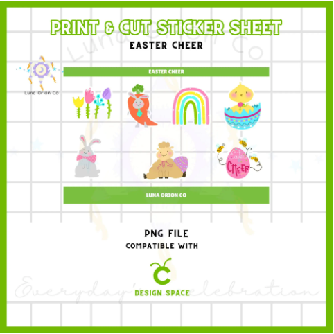 Sticker Sheet PNG 4x6 for Cricut "Easter Cheer" – Perfect for DIY Sticker Sheets
