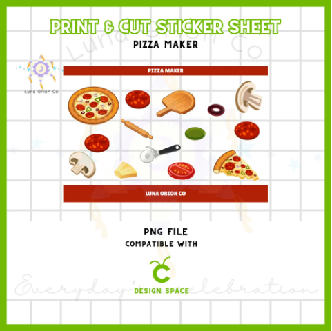 Sticker Sheet PNG 4x6 for Cricut "Pizza Maker" – Perfect for DIY Sticker Sheets