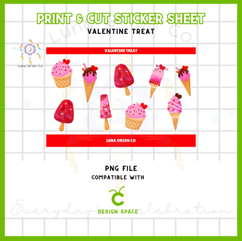 Sticker Sheet PNG 4x6 for Cricut "Valentine Treat" – Perfect for DIY Sticker Sheets