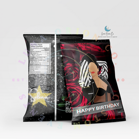 Selena Birthday Black Chip Bag Printable