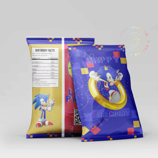 Blue Hedgehog Birthday Chip Bag Printable